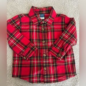 Long-sleeved plaid T-shirt